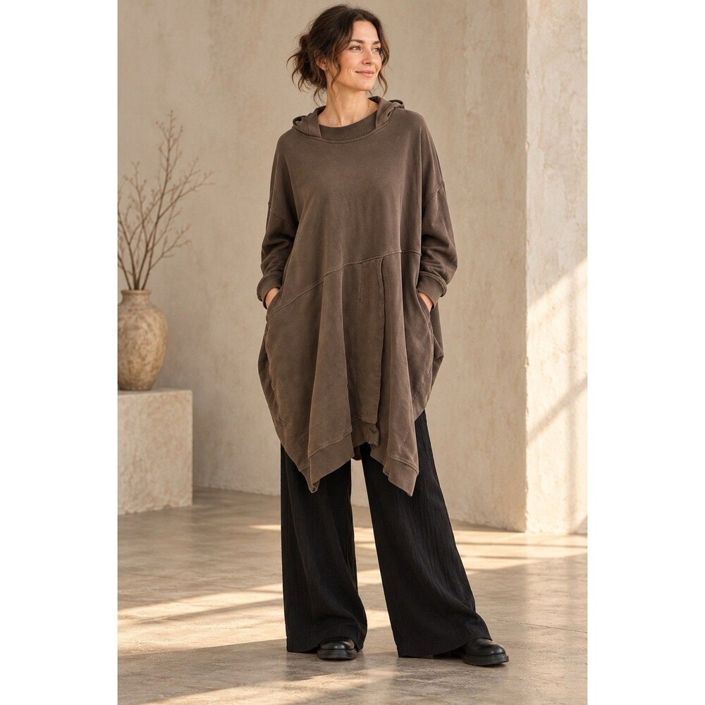 Gershon Bram Grey Sheer Mesh Tunic Dress Size M Oversized Avant Garde Lagenlook